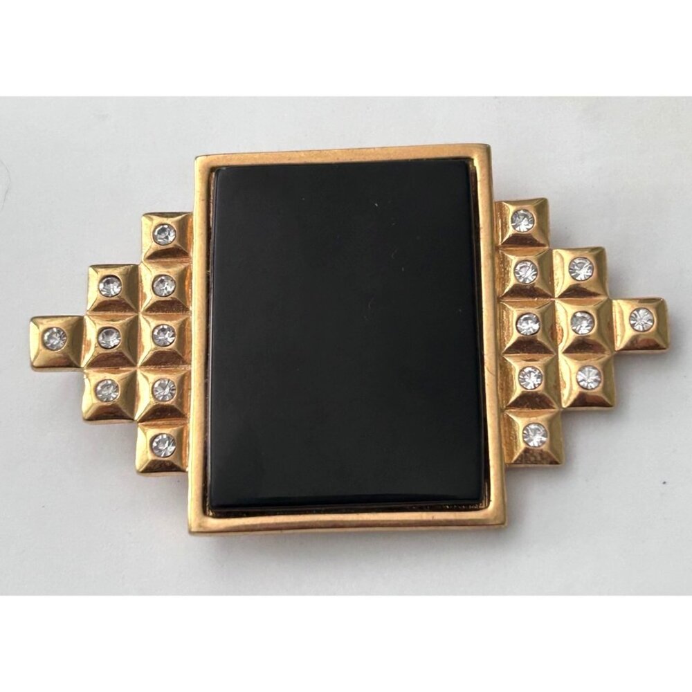 Vintage SMB Sandra Miller Burrows Art Deco Brooch Rhinestone Accents Pendant